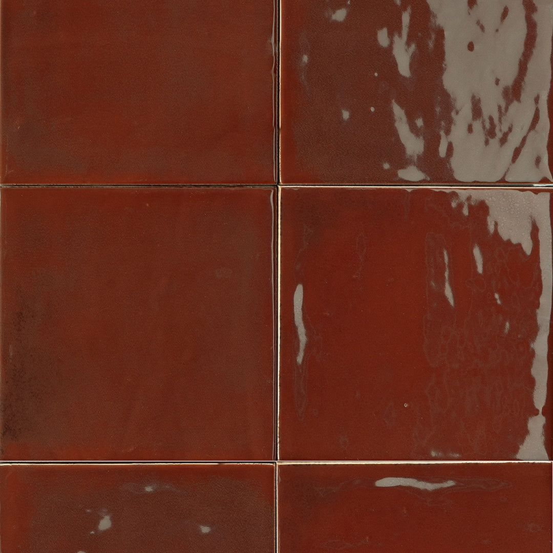 T Box Vivid Ruby Zellige Ceramic Wall Tile 125mm x125mm