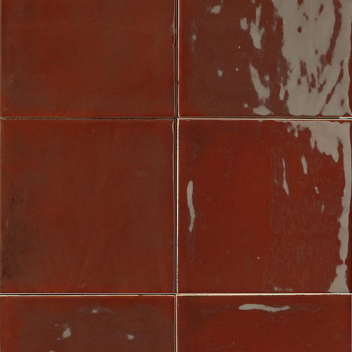 T Box Vivid Ruby Zellige Ceramic Wall Tile 125mm x125mm