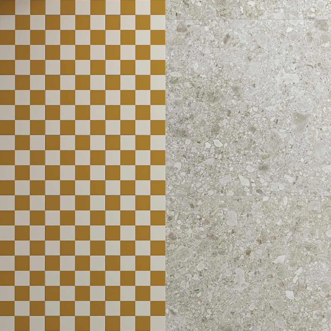 Surf Makai Ocre Checker Board Wall and Floor Tile
