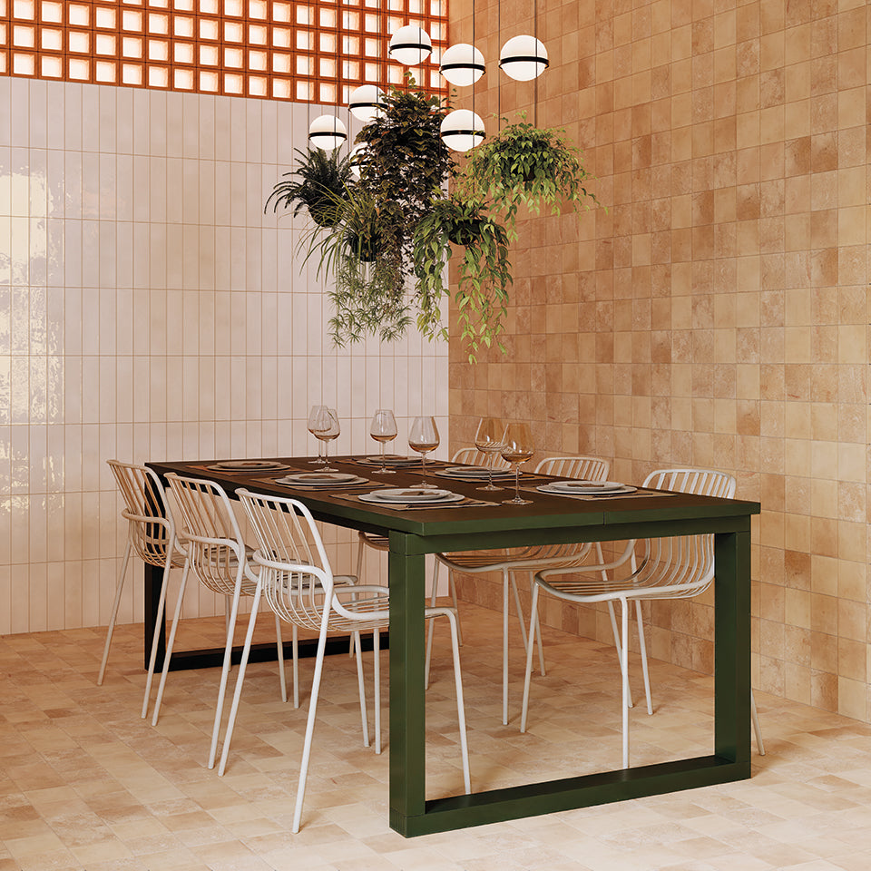 WOW Terre Sienna porcelain wall and floor tiles in a dining space