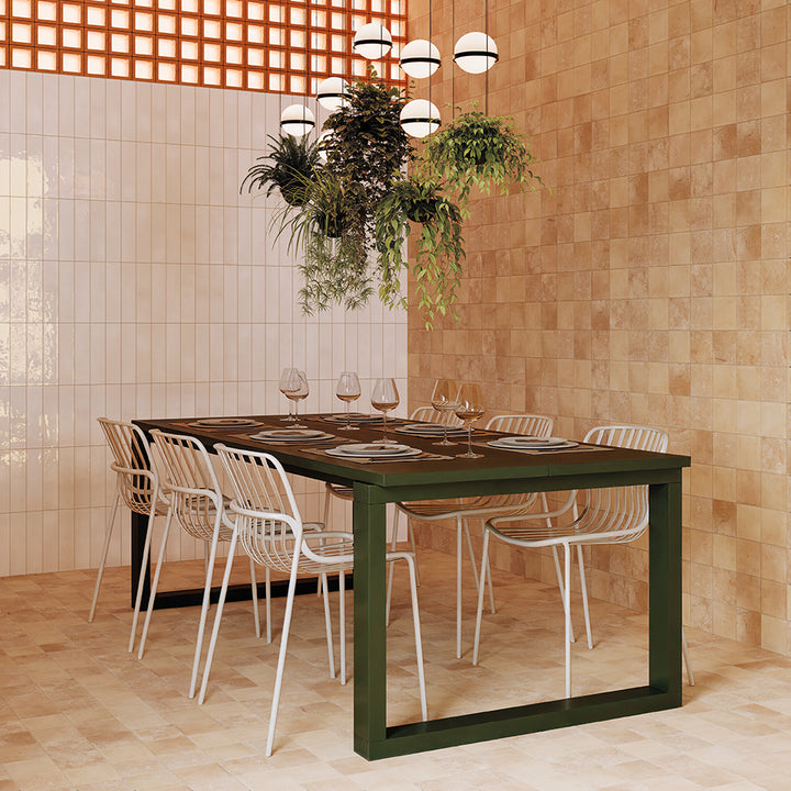WOW Terre Sienna porcelain wall and floor tiles in a dining space