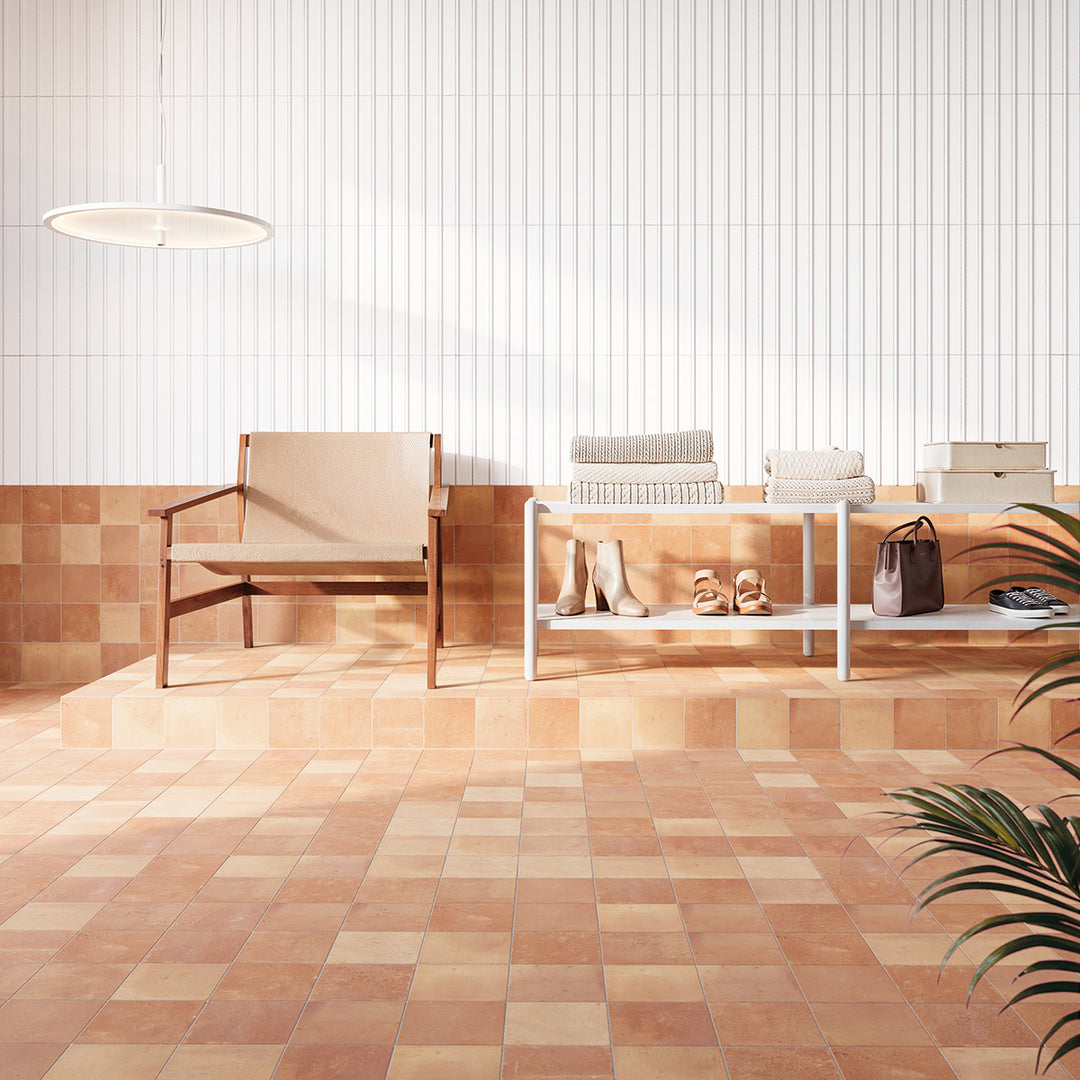 WOW Terre White gloss porcelain wall tiles in a retail interior