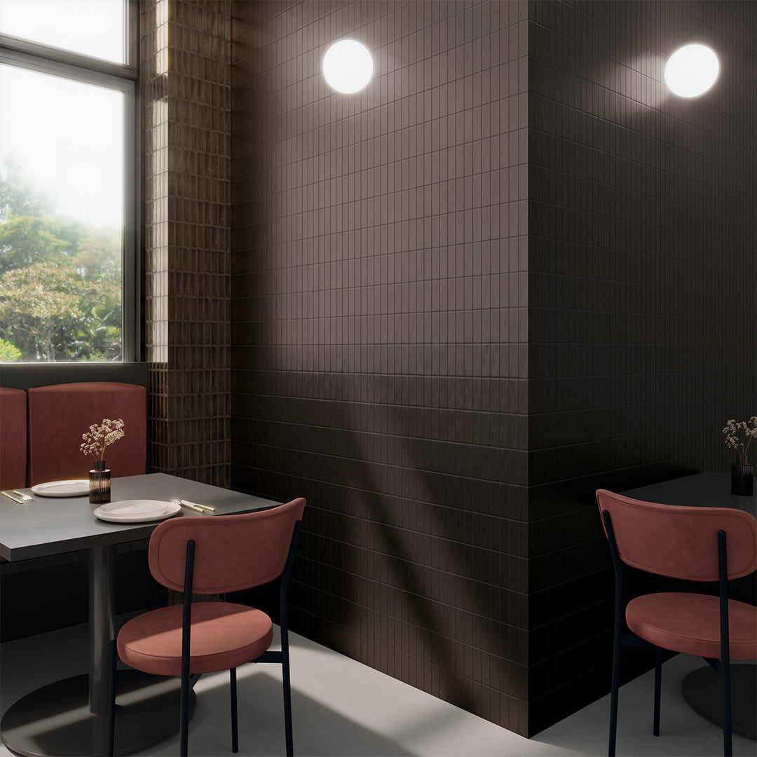 WOW London Calling Black porcelain tile installed in an interior