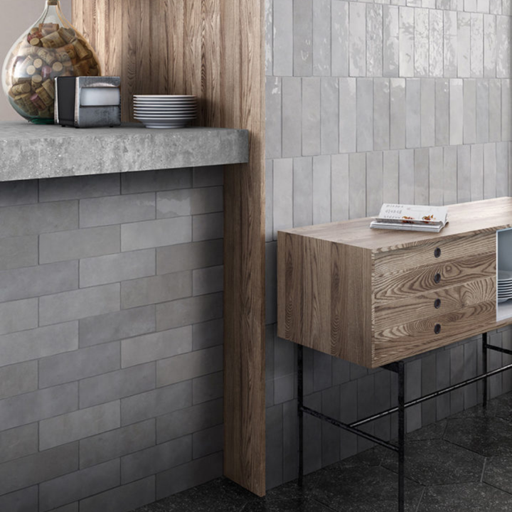 Artisan Grey Brick Effect Ceramic Metro Wall Tile