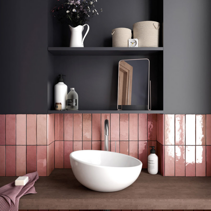 Artisan Pink Brick Effect Ceramic Metro Wall Tile