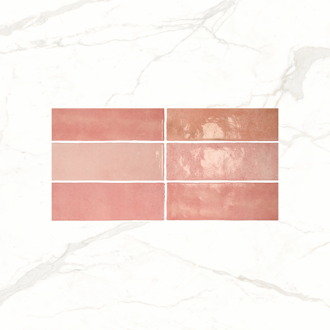 Artisan Pink Brick Effect Ceramic Metro Wall Tile