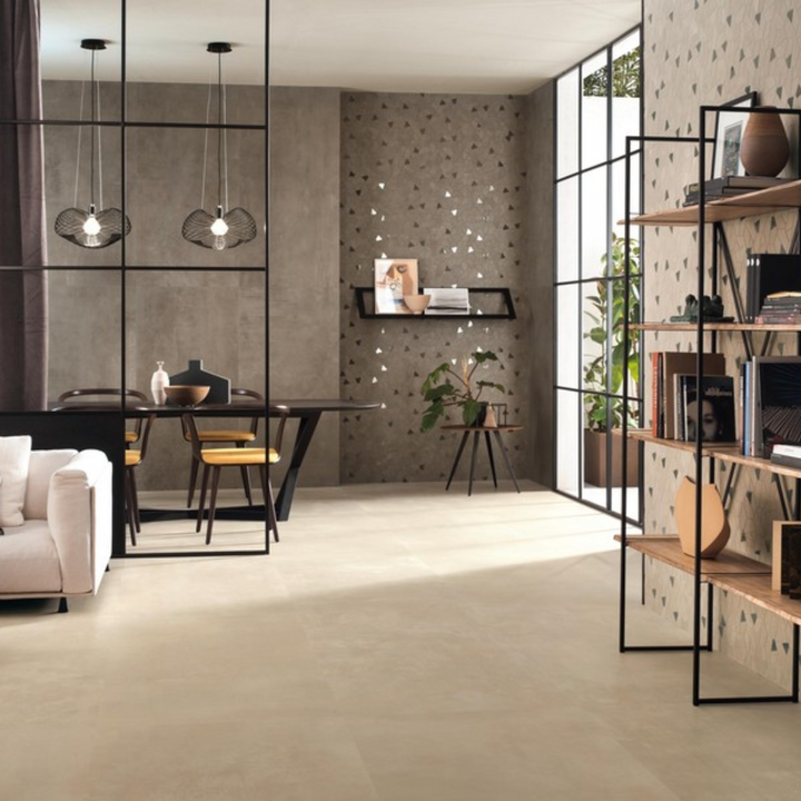 Boost Pro Clay concrete effect porcelain tiles in an interior setting