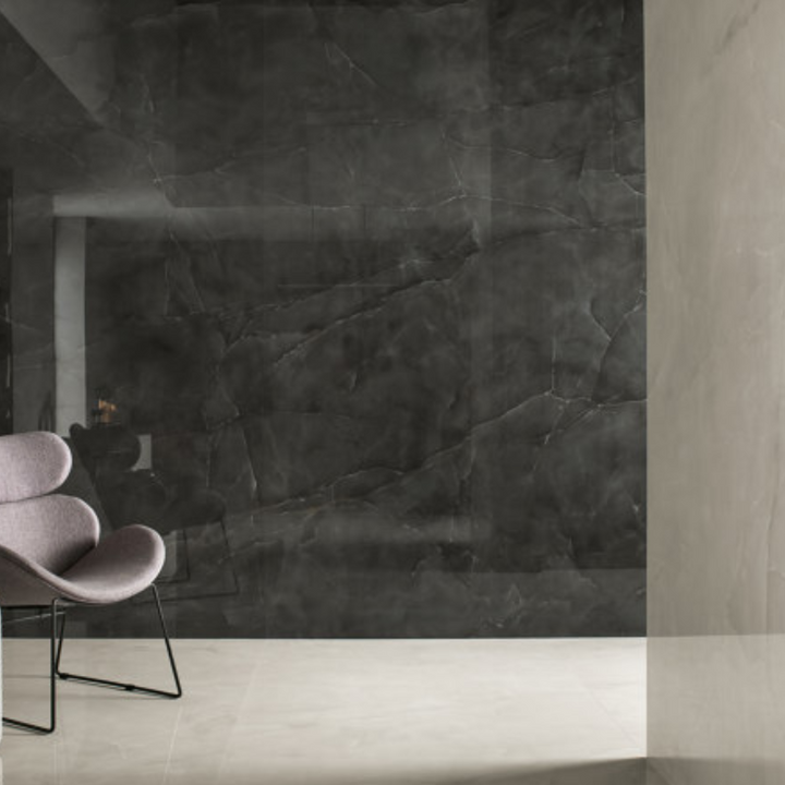 Marvel Onyx Noir Polished Marble Onyx Effect Porcelain Tile