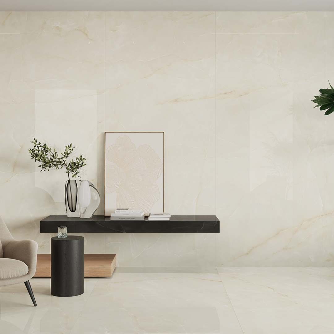 Marvel Onyx White Polished Marble Onyx Effect Porcelain Tile