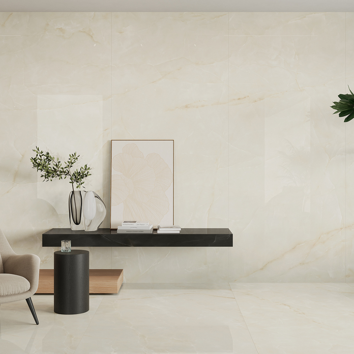 Marvel Onyx White Polished Marble Onyx Effect Porcelain Tile