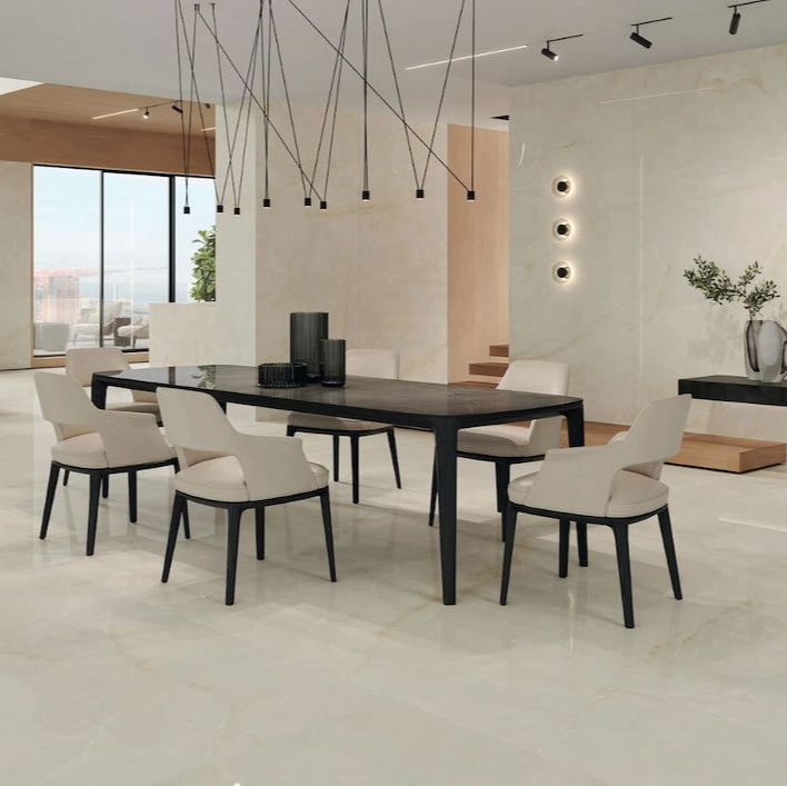 Marvel Onyx White Large Format Polished Marble Onyx Effect Porcelain Tile