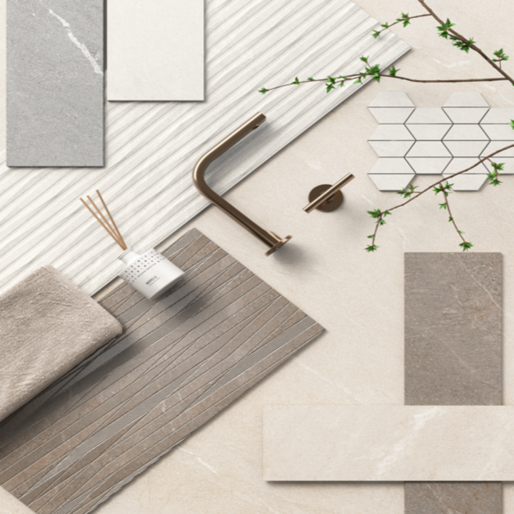 Dhara Decor Fluted Neutral Decorative Ceramic Wall Tile