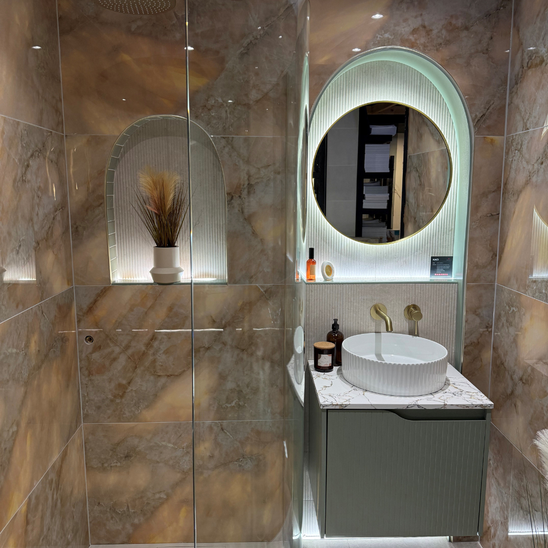 Amber Celeste Backlit Marble Effect Porcelain Wall and Floor Tile