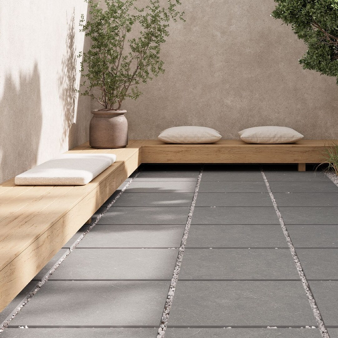 Argenta Bergstein Grey porcelain tiles in a contemporary setting