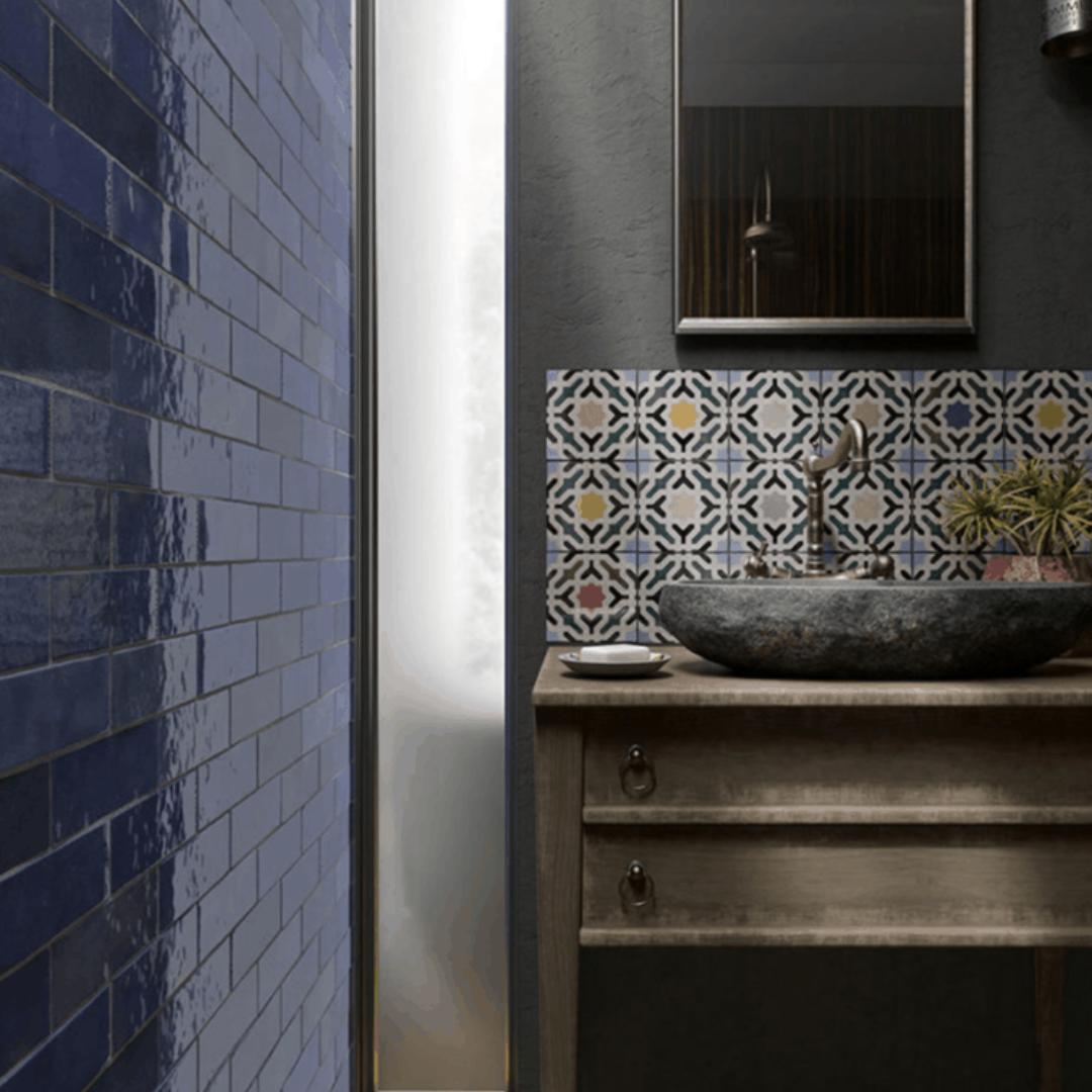 Artisan Blue Brick Effect Ceramic Metro Wall Tile