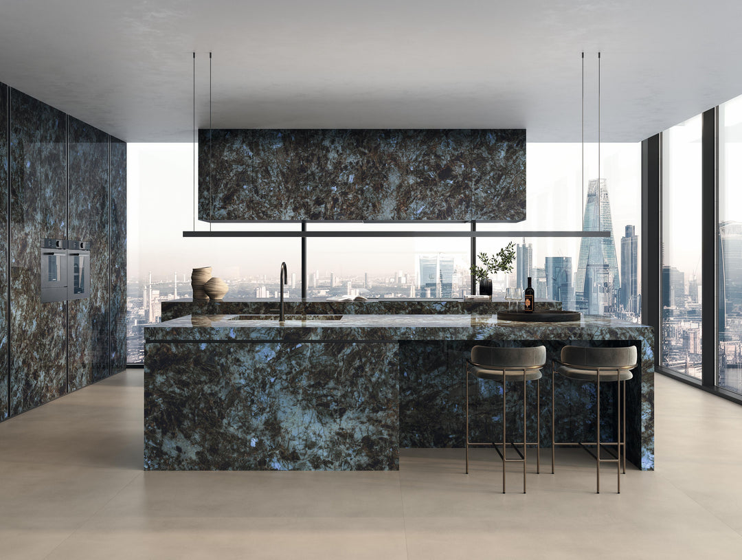 Marvel Diva Baobab porcelain slab in an Atlas Concorde interior