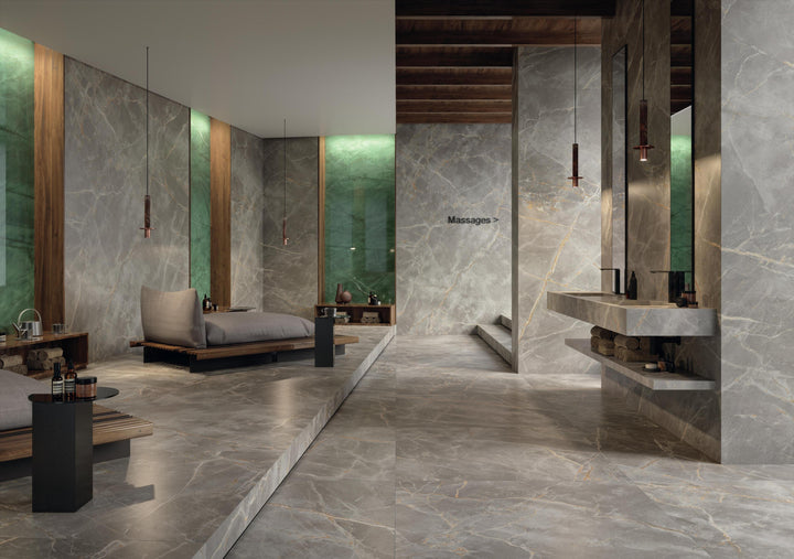 Marvel X Fior di Bosco porcelain slab in an Atlas Concorde interior