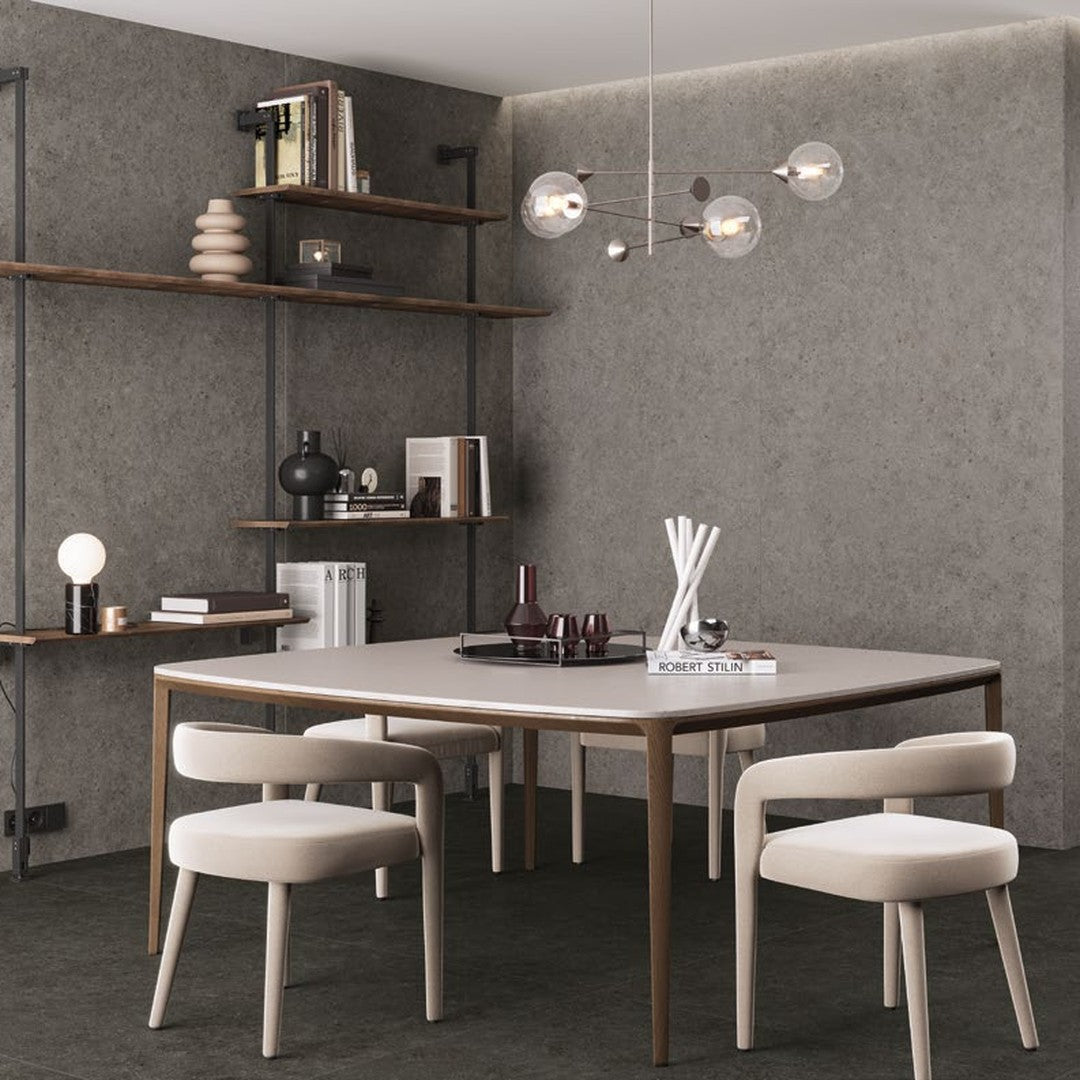 Boost Stone Tarmac stone-effect porcelain floor tile in a home studio
