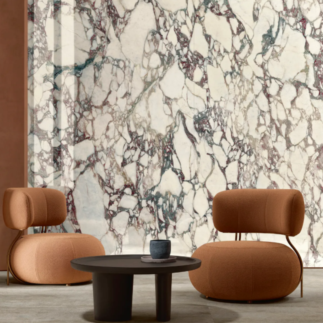Calacatta Royale Viola Marble Effect Matt Porcelain Wall and Floor Tile