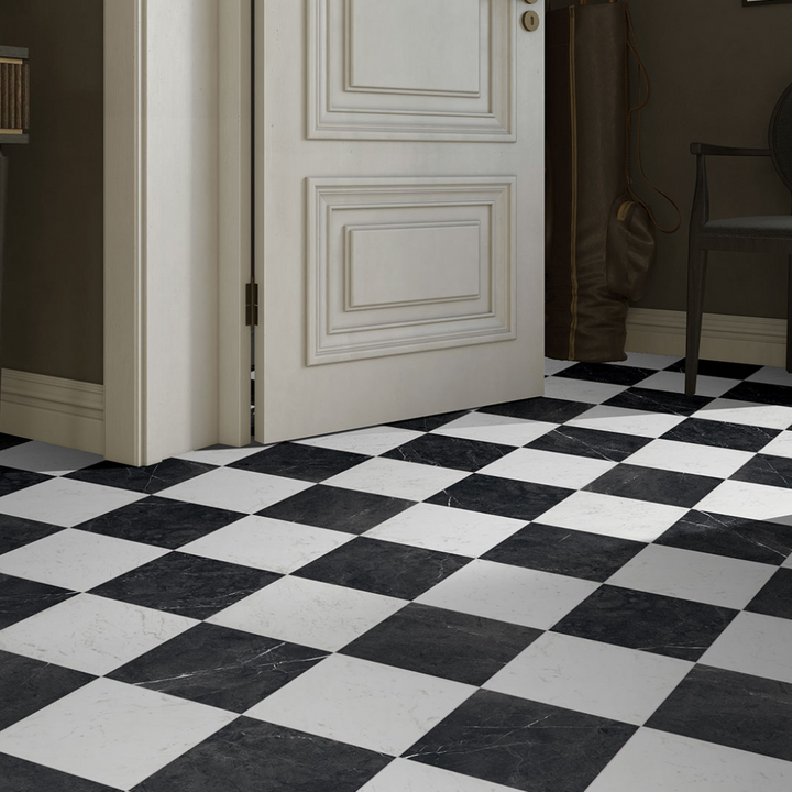 Classica Marmo Marble Effect Porcelain Wall and Checkered Floor Tiles