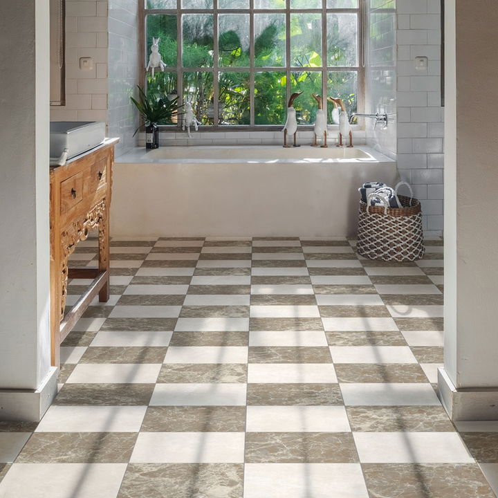 Classica Marble Effect Porcelain Wall and Checkered Floor Tile