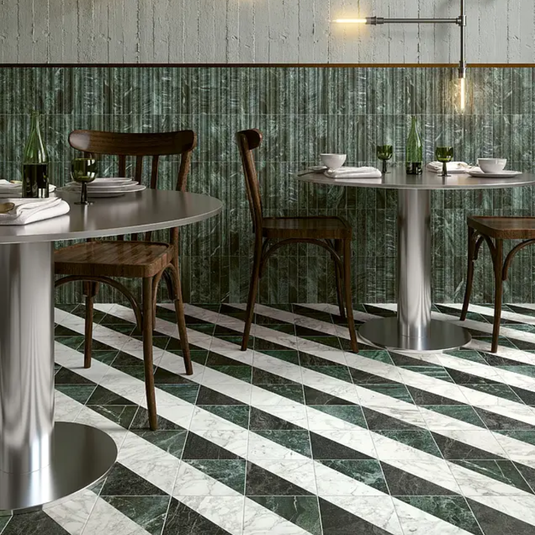 Dandy Flag Geometric Marble Effect Porcelain Wall and Floor Tile