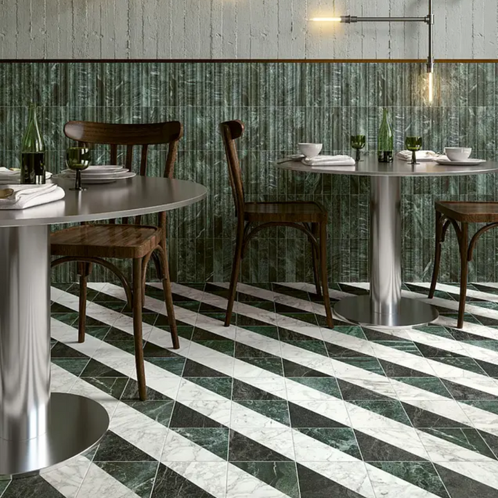 Dandy Flag Geometric Marble Effect Porcelain Wall and Floor Tile