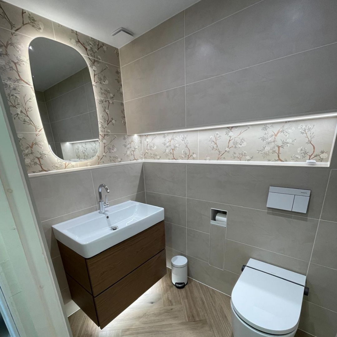 Enya Stone and Floral Effect Ceramic Wall Tile