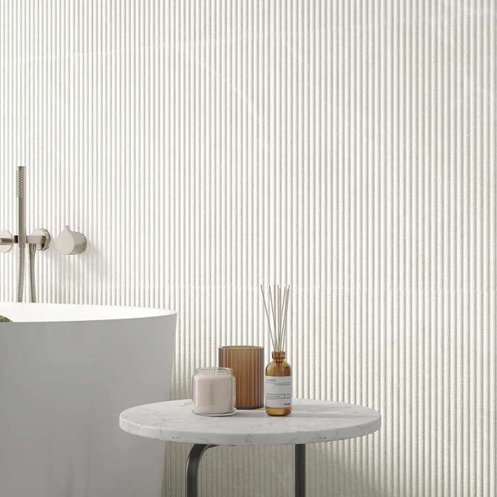 Dhara Decor Fluted Neutral Decorative Ceramic Wall Tile