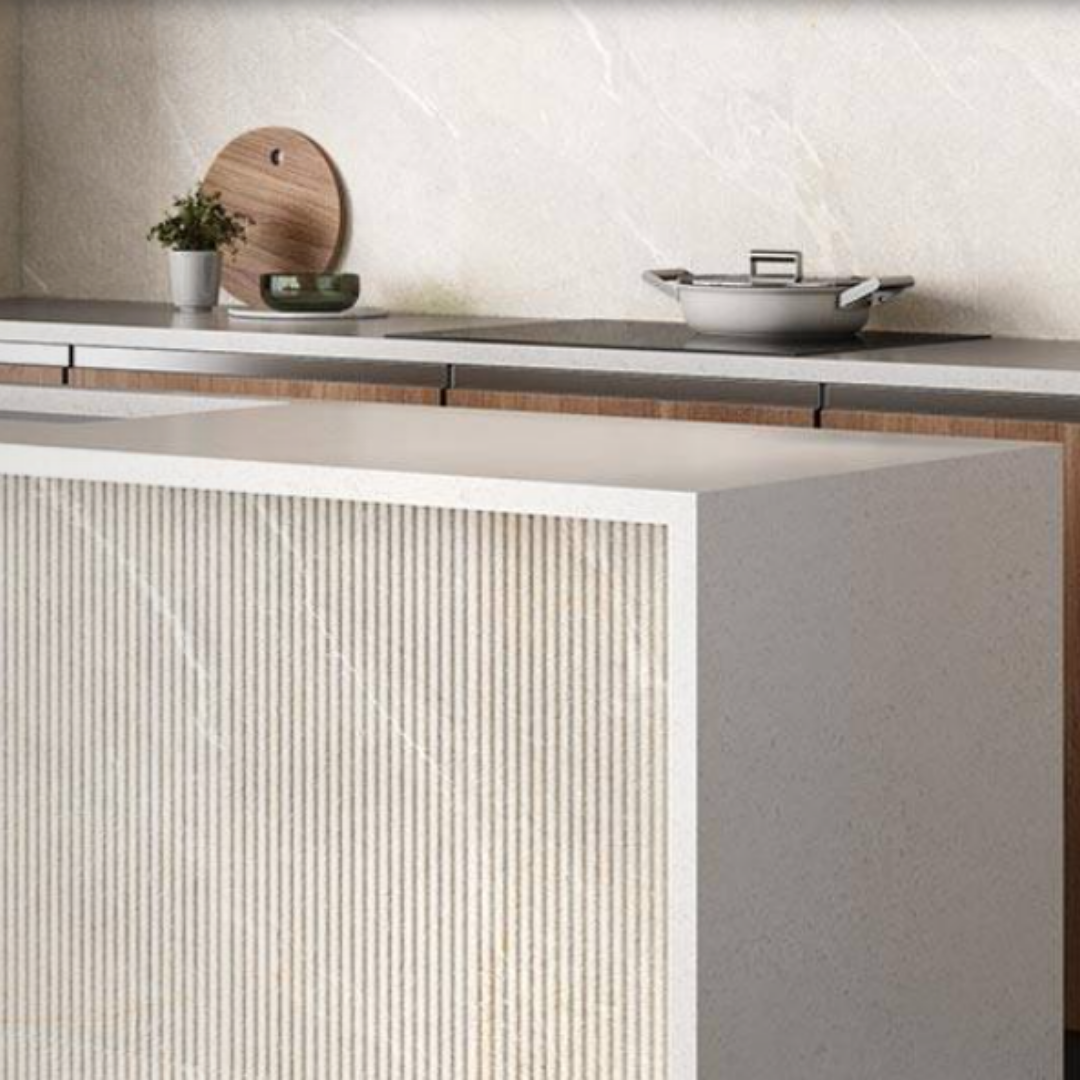 Dhara Decor Fluted Neutral Decorative Ceramic Wall Tile