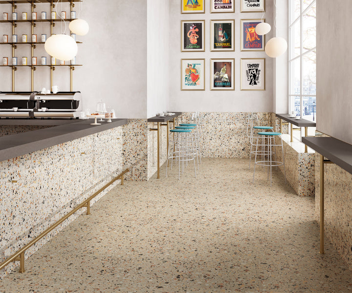 FMG Venice Villa Beige terrazzo porcelain room setting