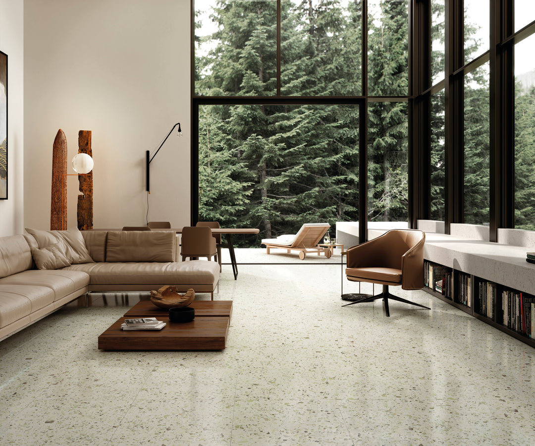 FMG Venice Villa Green terrazzo porcelain room setting