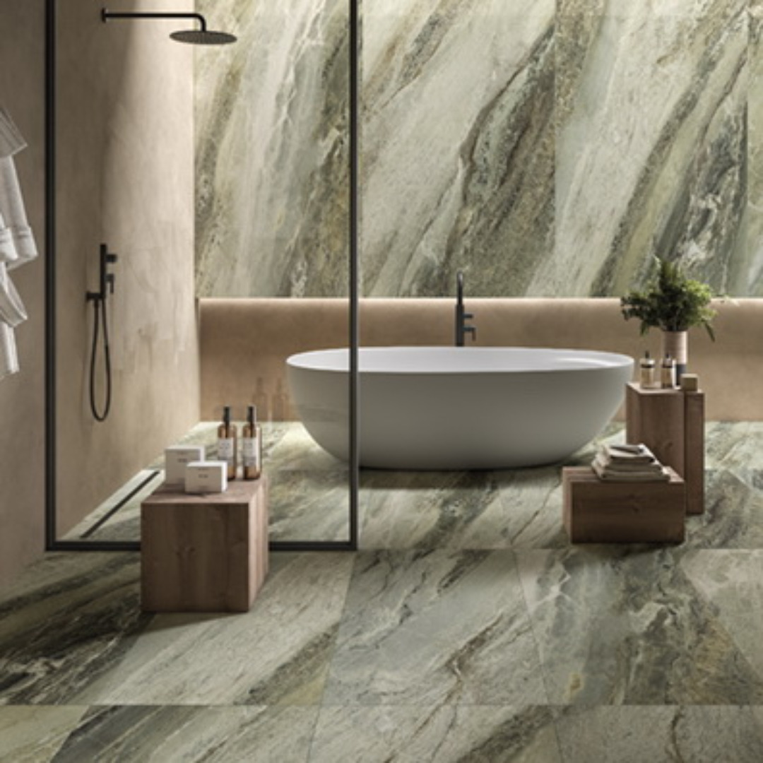Gallerie Irish Green Marble Effect Porcelain Wall and Floor Tile
