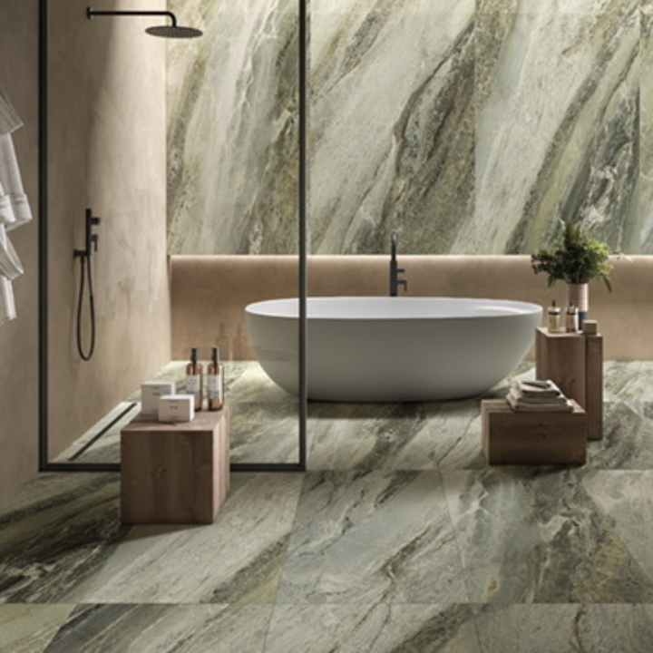 Gallerie Irish Green Marble Effect Porcelain Wall and Floor Tile