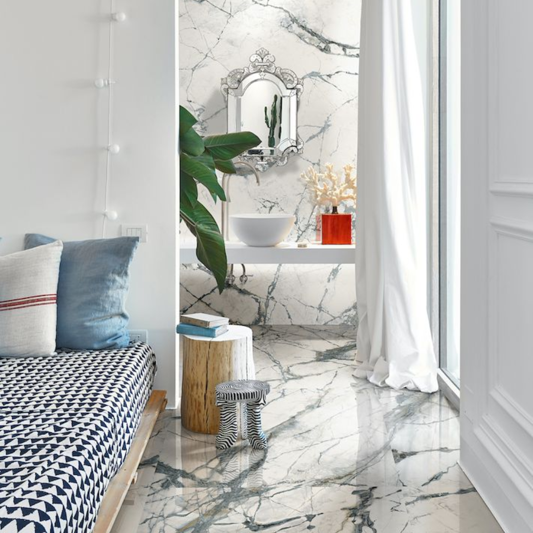 Gallerie Invisible White Marble Effect Porcelain Wall and Floor Tile