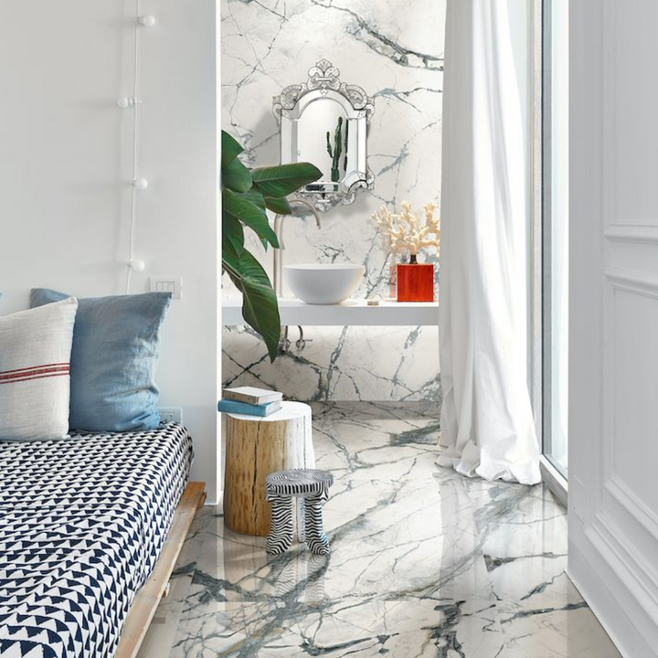 Gallerie Invisible White Marble Effect Porcelain Wall and Floor Tile