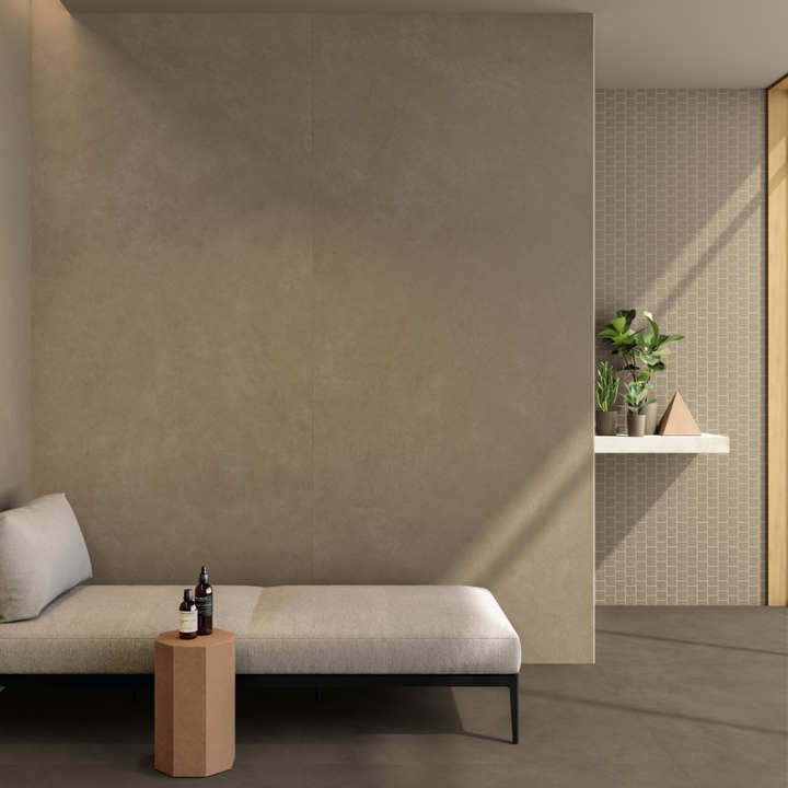 Boost Natural Ecru porcelain wall and floor tiles in a lifestyle interior