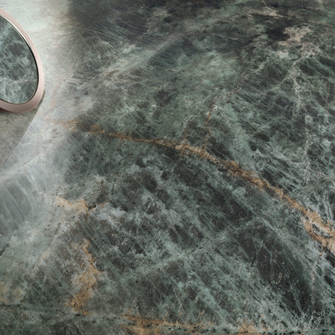 Marvel Diva Galaxy Green Polished Marble Effect Porcelain Tile