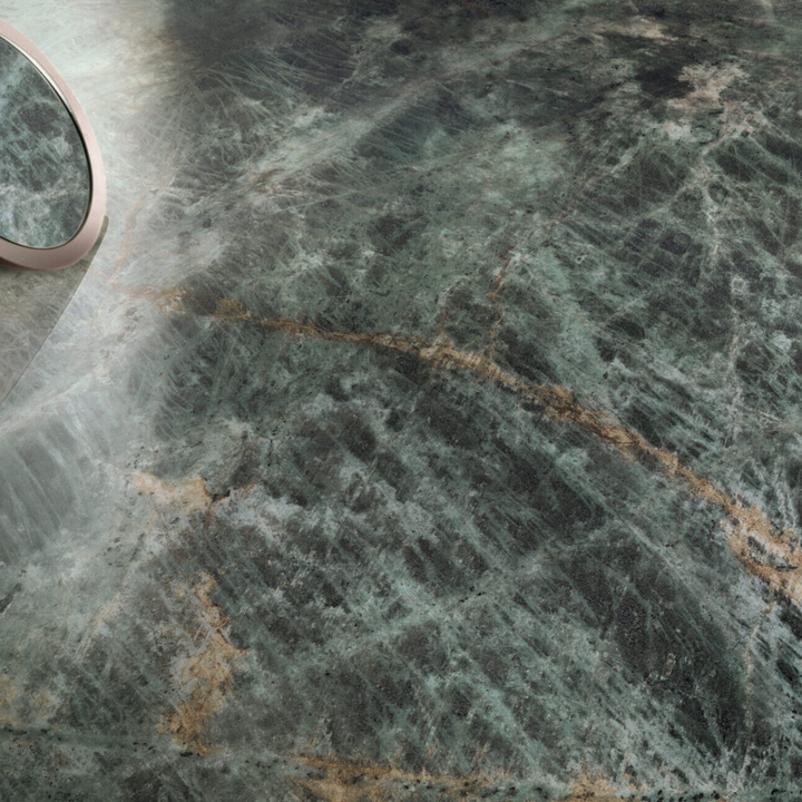 Marvel Diva Galaxy Green Polished Marble Effect Porcelain Tile