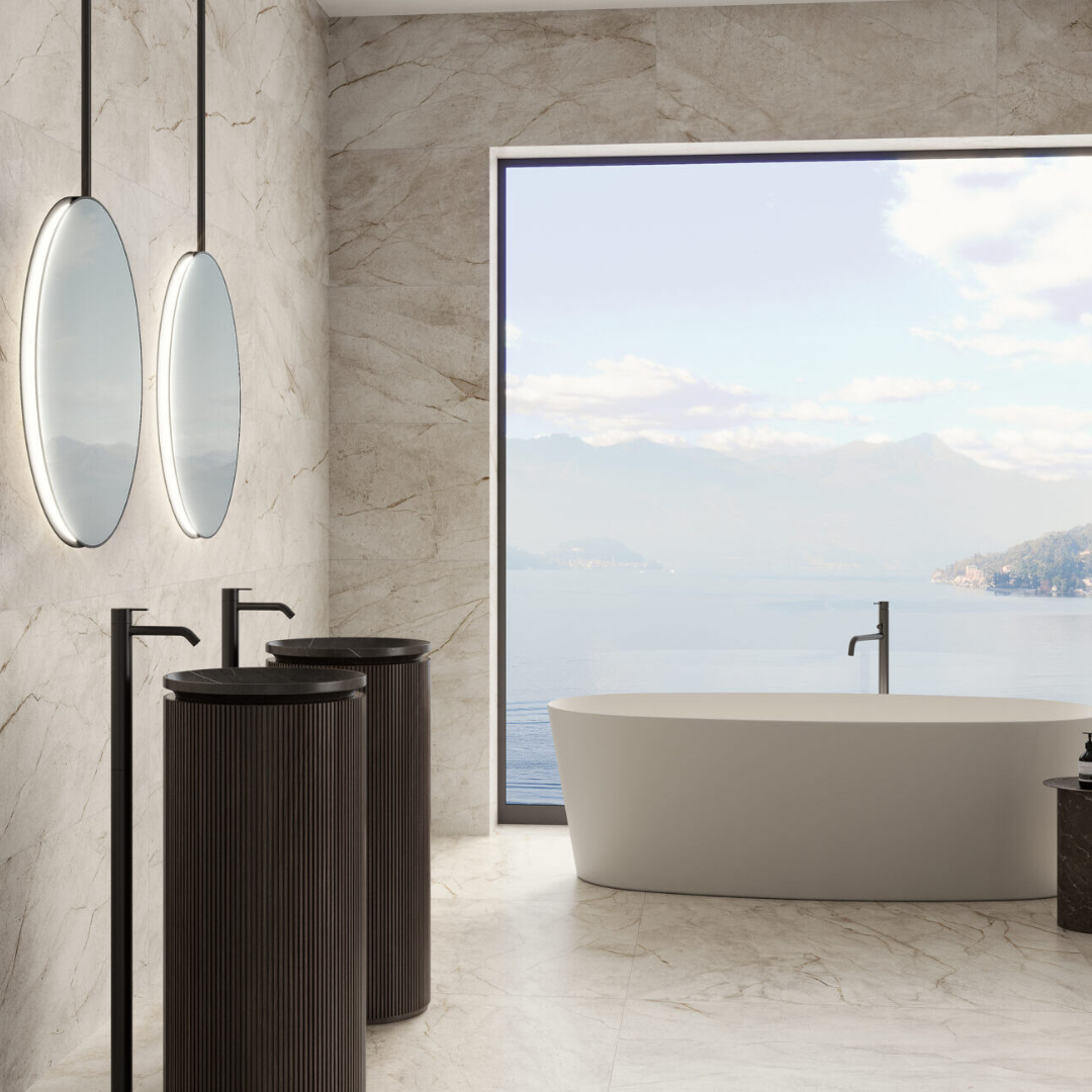 Marvel Diva White Everest Large Format Marble Effect Porcelain Tile