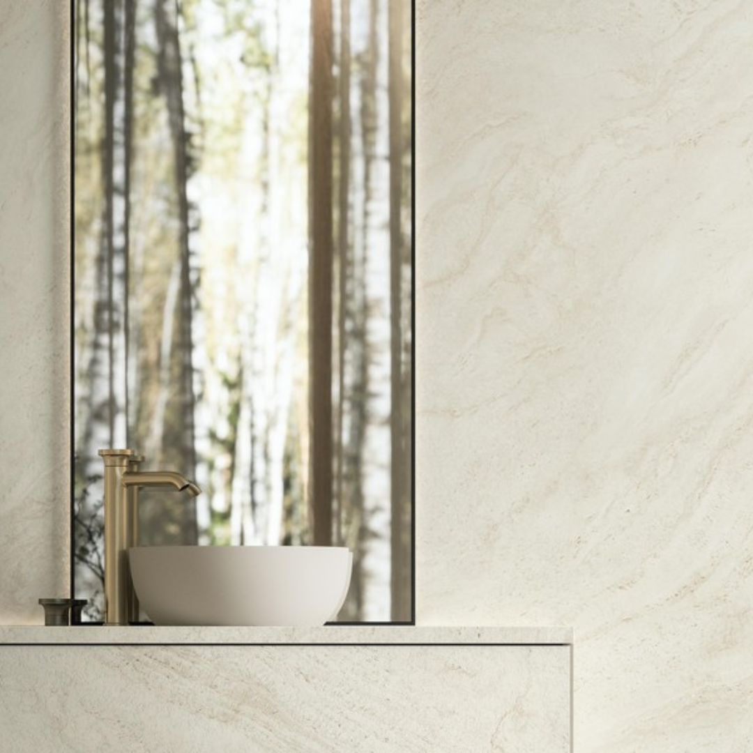 Halo White Travertine Effect Porcelain Wall and Floor Tile