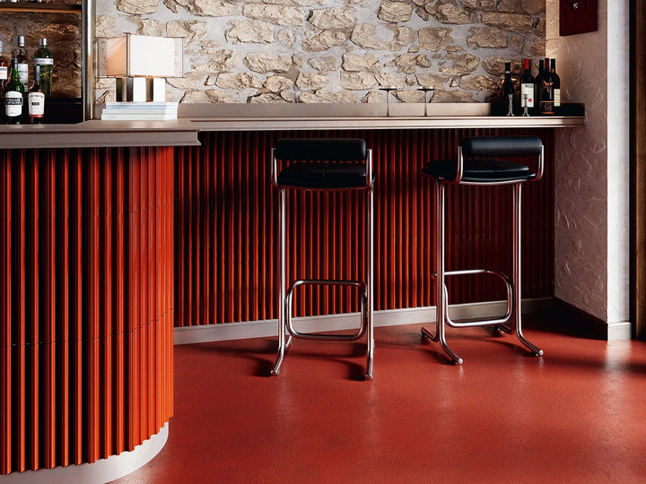 Plinth Aged Copper 3D ceramic wall tile shown in a room setting