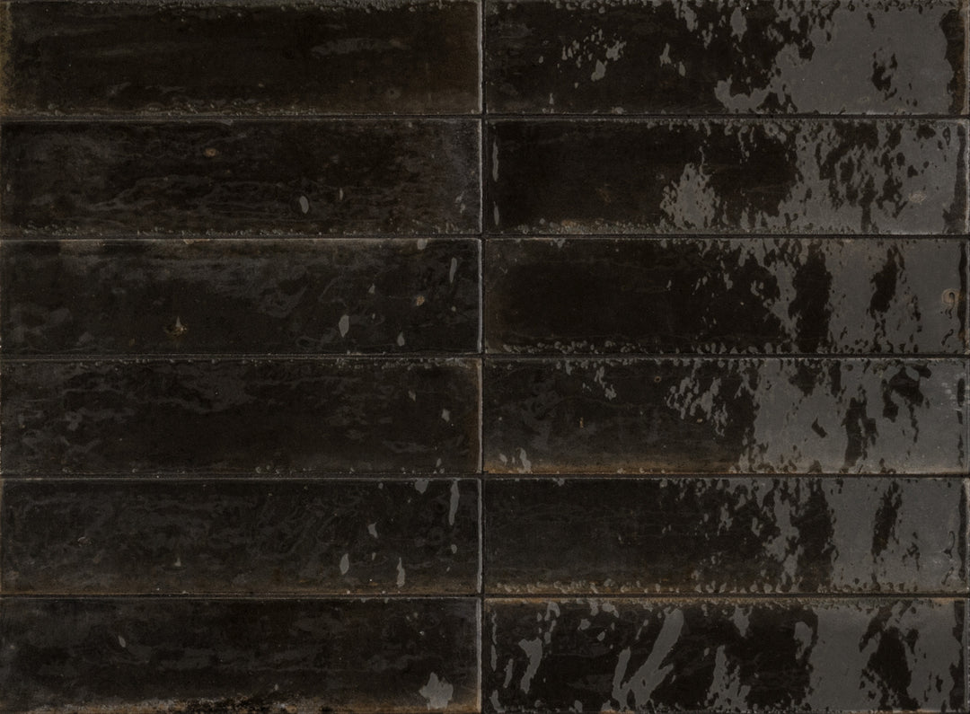 Ragno Look Nero glossy porcelain wall and floor tile 60 x 240mm
