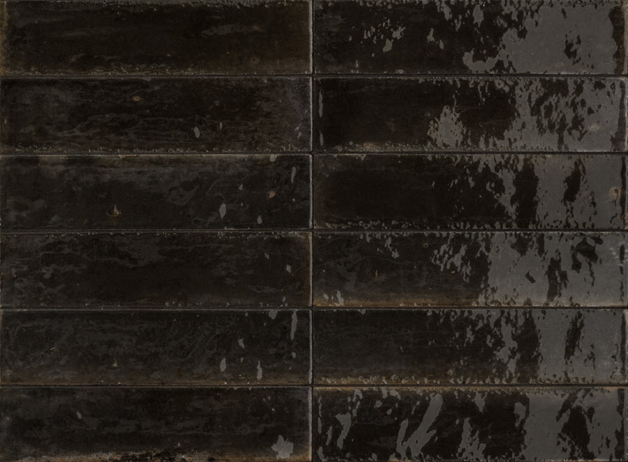 Ragno Look Nero glossy porcelain wall and floor tile 60 x 240mm
