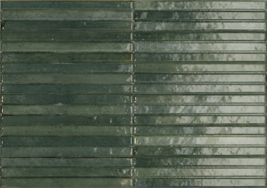Ragno Look Yubi 3D Oliva glossy porcelain wall tile 60 x 240mm