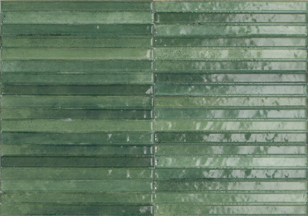Ragno Look Yubi 3D Verde glossy porcelain wall tile 60 x 240mm