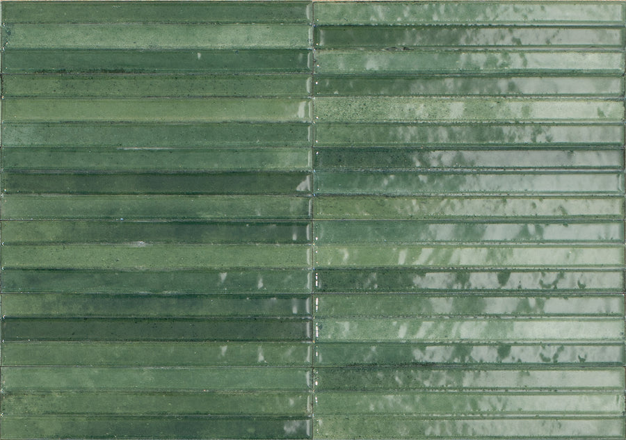 Ragno Look Yubi 3D Verde glossy porcelain wall tile 60 x 240mm