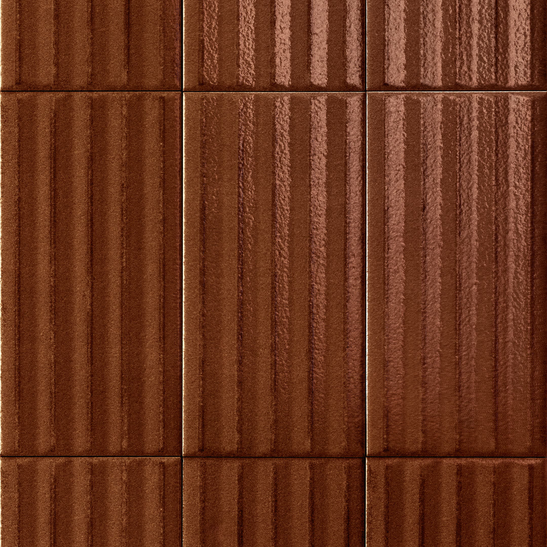 Sartoria Riflessi Tabacco Pinstripe glossy porcelain tile swatch