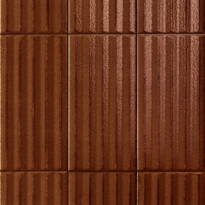 Sartoria Riflessi Tabacco Pinstripe glossy porcelain tile swatch