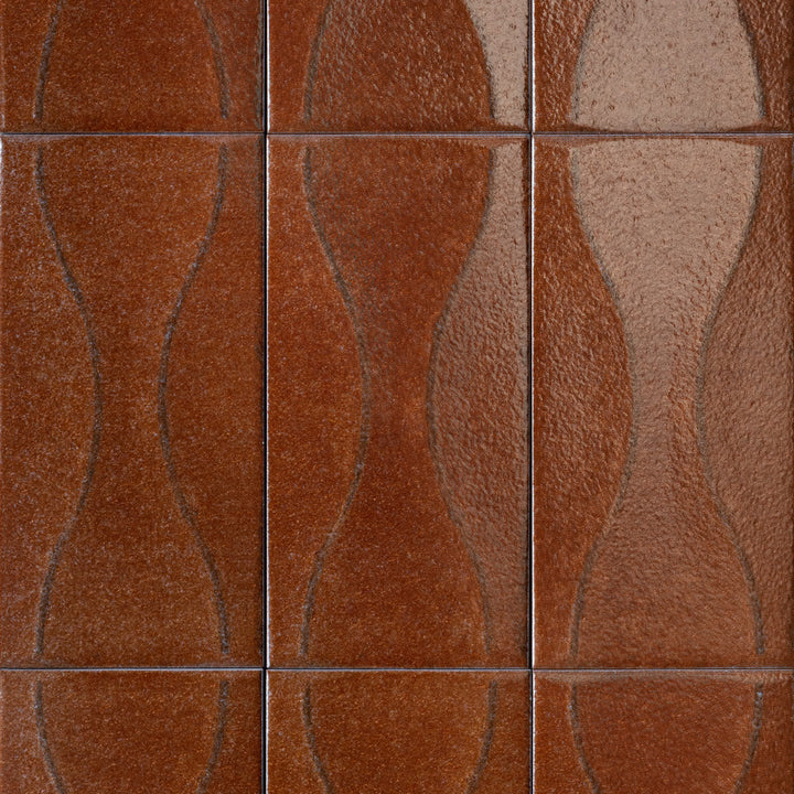Sartoria Riflessi Tabacco Ripple glossy porcelain tile swatch